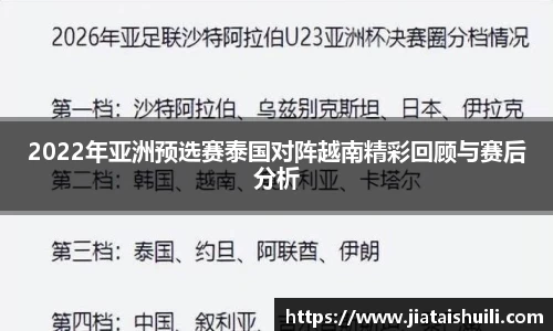 2022年亚洲预选赛泰国对阵越南精彩回顾与赛后分析